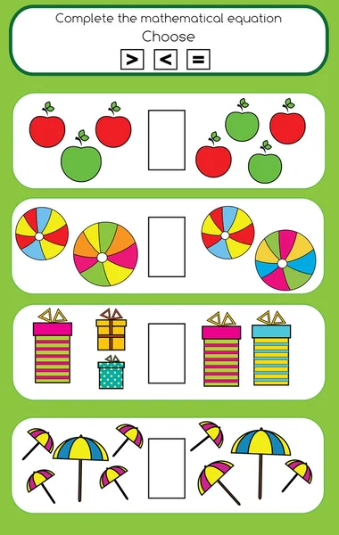 Matemáticas juego educativo para niños — Archivo Imágenes Vectoriales