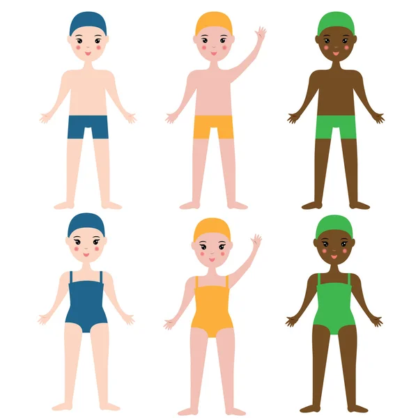 Équipe de natation pour enfants. Garçons et filles, sport pour enfants — Image vectorielle