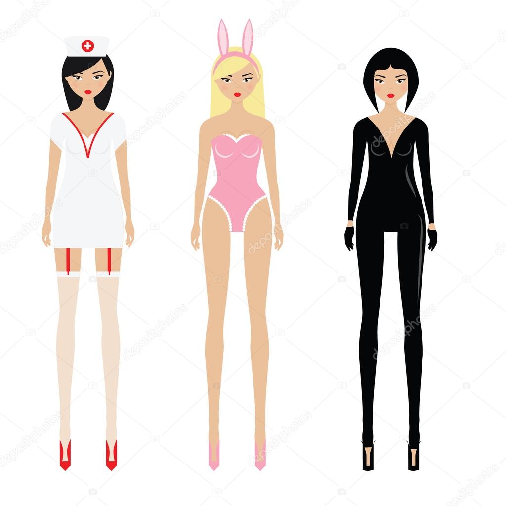 Sexy women in erotic role play costumes Stock Vector by ©ksuklein 119964916