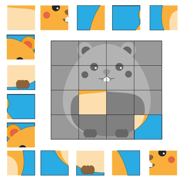 Jogo de puzzle com hamster. Folha de atividades crianças — Vetor de Stock