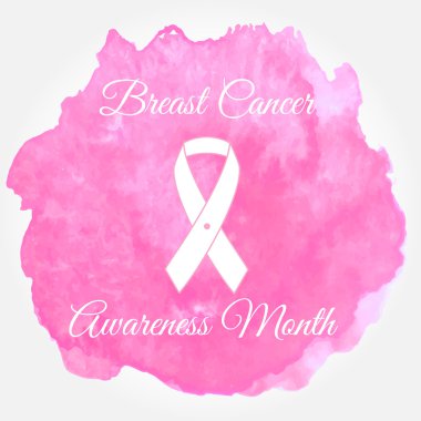 Meme kanseri awarness ay vektör çizim. Sanatsal suluboya tarzında pembe kurdele ile banner