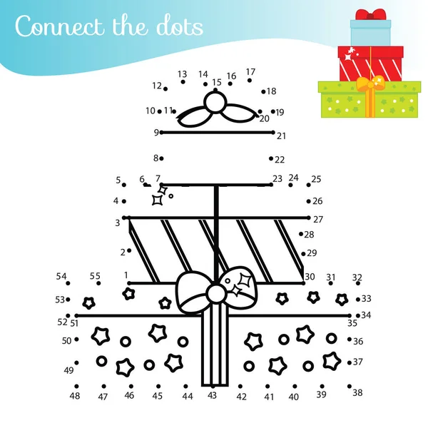 Caixa Presentes Natal Liga Pontos Atividade Ponto Ponto Por Números —  Vetores de Stock