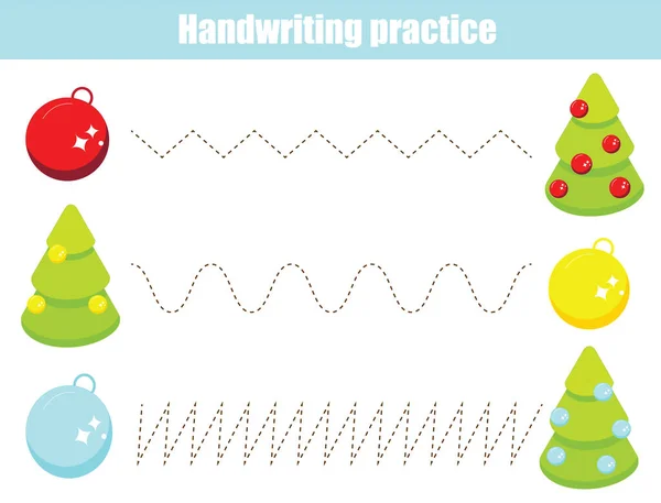 Décorer Feuille Pratique Écriture Épinette Jeu Éducatif Pour Enfants Preschool — Image vectorielle
