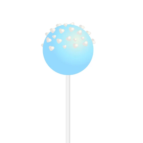 Blue Cake Pop Heart Shape Sprinkles Vector Illustration Realistic Style — Stock Vector