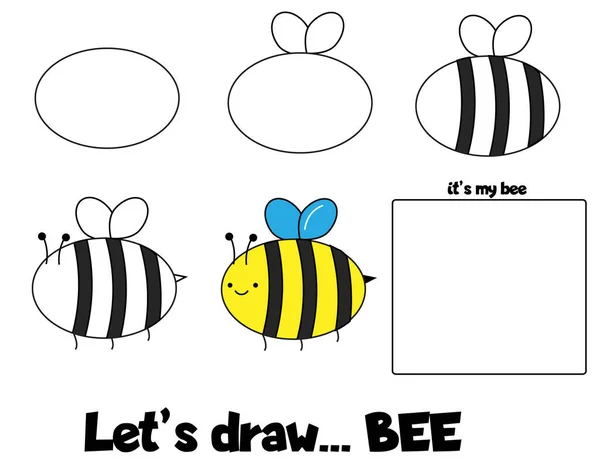 Drawing Tutorial Children Printable Creative Activity Kids How Draw Step — ストックベクタ