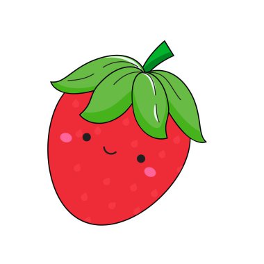 Şirin kawaii serseriliği. Gülümseyen sevimli dut çizgi film karakteri klip sanatı