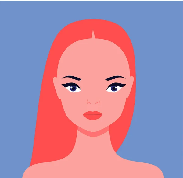Frauenporträt Mit Roten Haaren Weibliches Gesicht Schöne Mädchen Bunte Vektor — Stockvektor