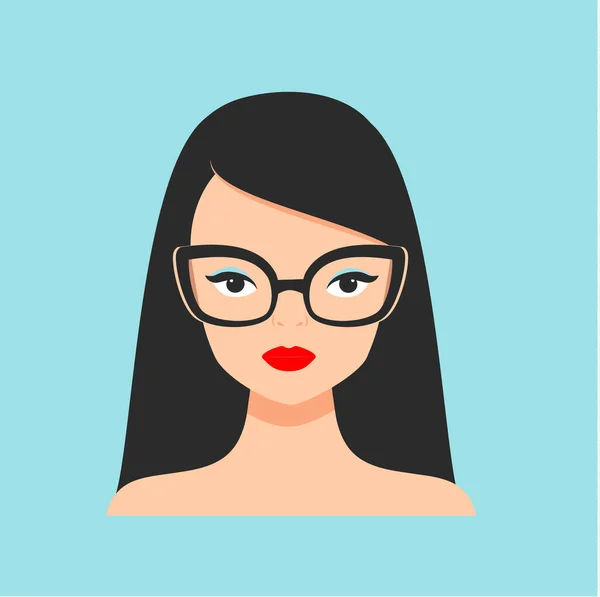 Modefrau Mit Schicker Brille Glamouröses Mädchen Mit Rotem Lippenstift Modisches — Stockvektor