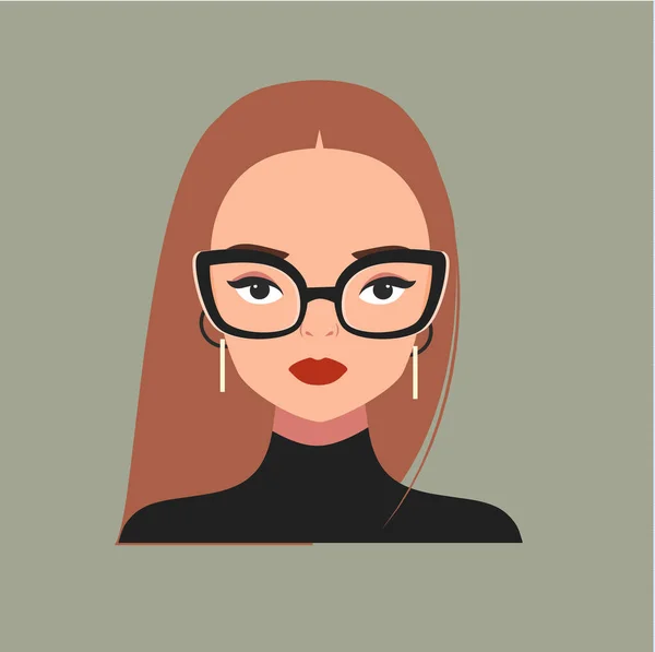 Modefrau Mit Schicker Brille Glamouröses Mädchen Modisches Frauenporträt Für Drucke — Stockvektor