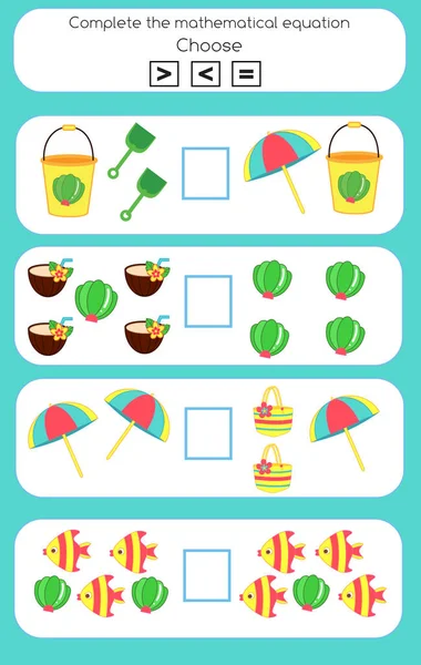 Mathématiques Jeu Éducatif Pour Les Enfants Apprendre Comptage Algèbre Activité — Image vectorielle