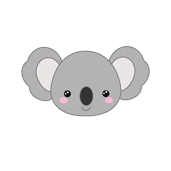 Cute Koala Face Cartoon Kawaii Animal Icon — Stockový vektor