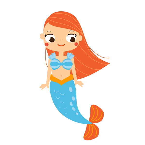 Cute Cartoon Mermaid Cartoon Style Fairy Tale Character — Διανυσματικό Αρχείο