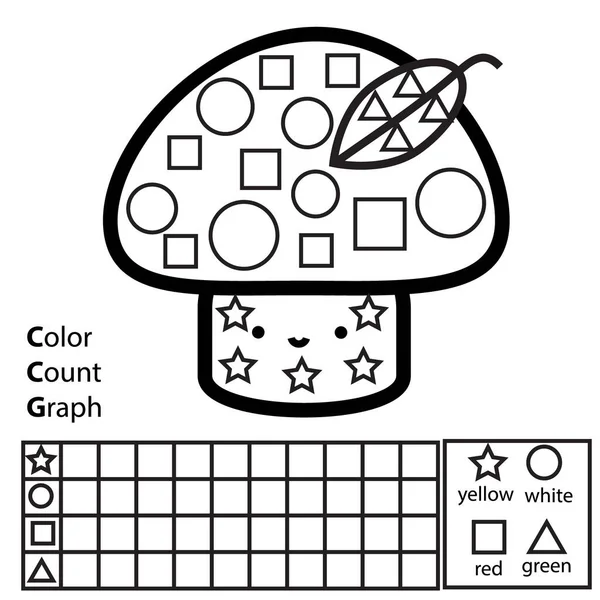 Color Count Graph Educational Children Game Color Mushroom Counting Shapes — Stockový vektor