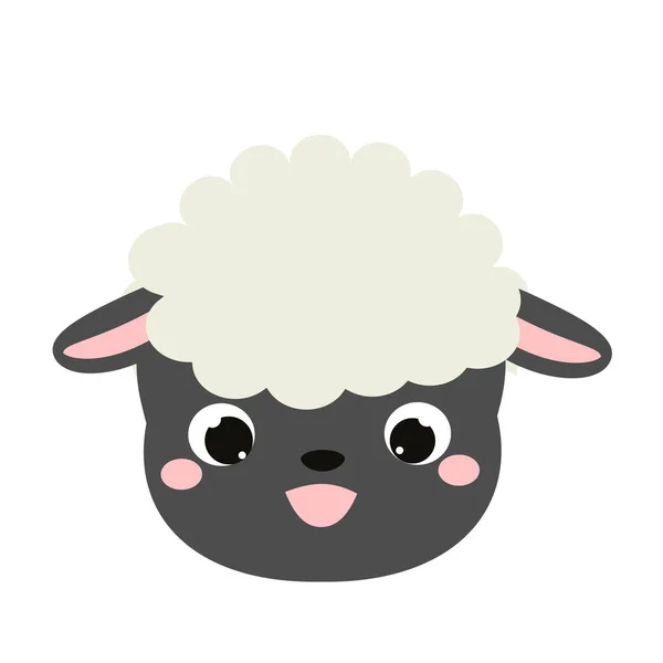 Cute Sheep Face Cartoon Kawaii Lamb Animal Icon — Stock Vector