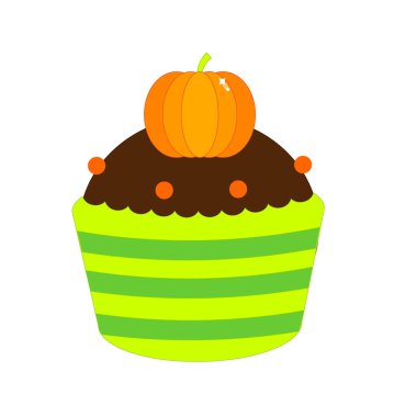 Cadılar Bayramı balkabaklı kek. Vektör klipsi sanatı, simge.