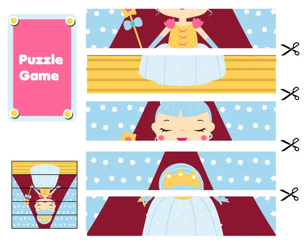 Puzzle Para Crianças Combinar Peças Completar Quadro Princesa Bonito Jogo —  Vetores de Stock