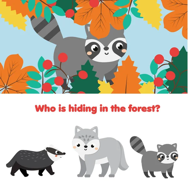 Vzdělávací Hra Pro Děti Dětská Aktivita Párování Hra Lesními Zvířaty — Stockový vektor