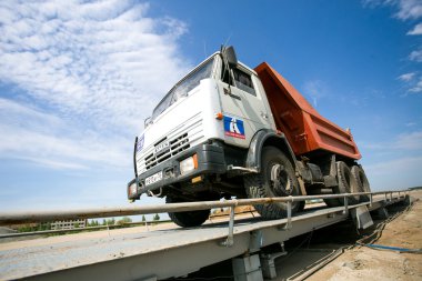 Omsk, Russia - June 2: truck drive on road construction