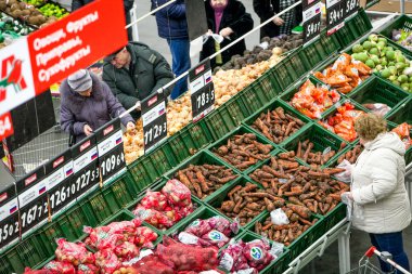 Russia, Omsk - January 22, 2015: Supermarket big store