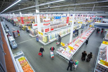 Russia, Omsk - January 22, 2015: Supermarket big store