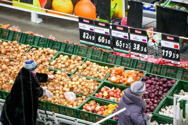 Russia, Omsk - January 22, 2015: Supermarket big store