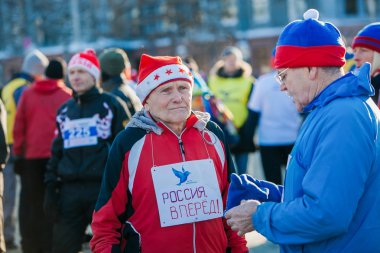 OMSK, RUSSIA - JANUARY 7, 2015: International winter marathon