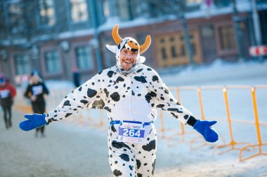 OMSK, RUSSIA - JANUARY 7, 2015: International winter marathon