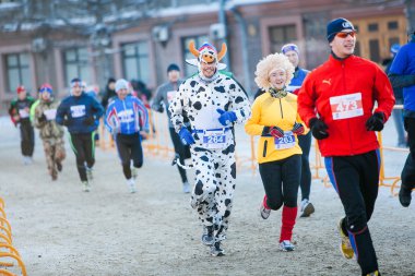 OMSK, RUSSIA - JANUARY 7, 2015: International winter marathon