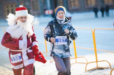 OMSK, RUSSIA - JANUARY 7, 2015: International winter marathon