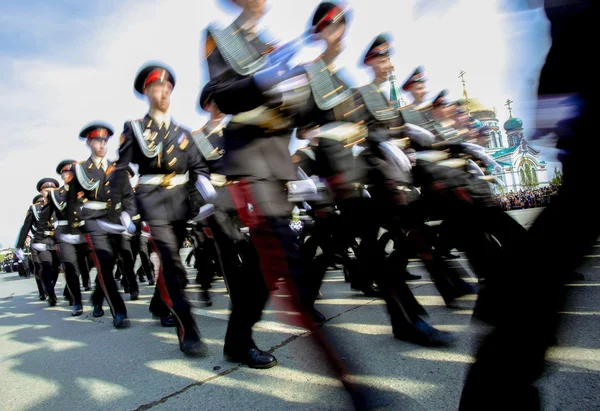 Cadetes escolares militares participam da cerimônia tradicional, Rússia — Fotografia de Stock
