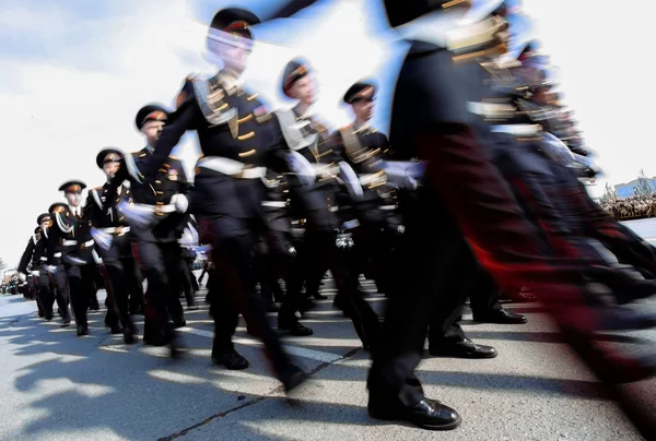 Cadetes escolares militares participam da cerimônia tradicional, Rússia — Fotografia de Stock
