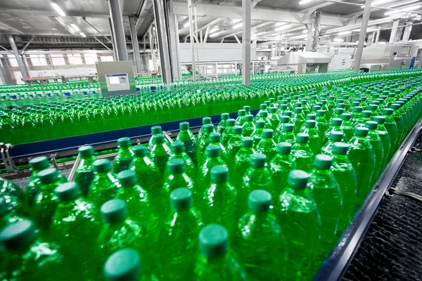 Plastic  bottles on factory line
