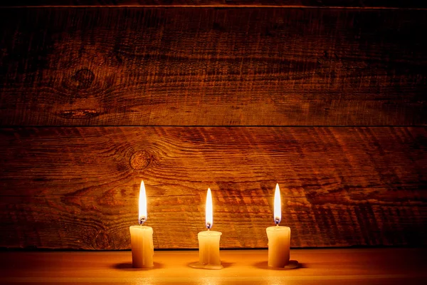 Tři hořící svíčky — Stock fotografie