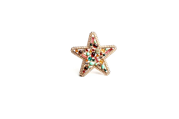 Brooch star made of wire and beads — Stock Photo, Image