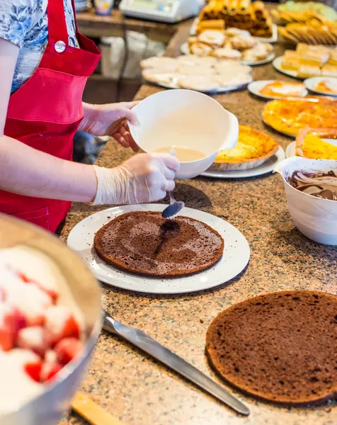 Proces van chocolade biscuit koken — Stockfoto