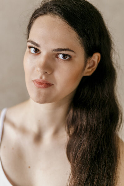 portrait of young woman with long hair