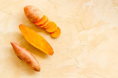 Patates püresi, tatlı patates, sebze, üst manzara.