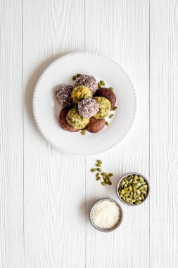 Enerji protein topları ve malzemeler, üst görünüm