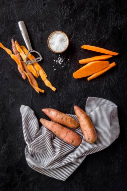 Patates püresi, tatlı patates, sebze, üst manzara.