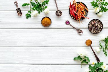 Bir çift kokulu baharat - biber ve kırmızı biber, en iyi manzara.