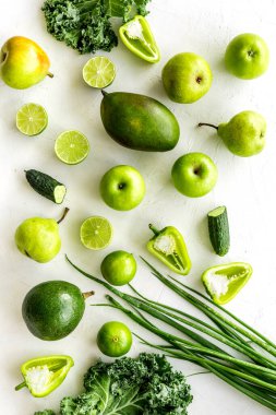 Protein vejetaryenleri için çeşitli yeşil meyve ve sebzeler