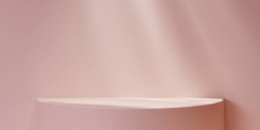 Yumuşak ışıkla aydınlatılmış minimalist bir sunum ayarı.