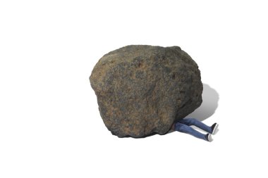 Toy Person Trapped Under a Large Meteorite or Boulder clipart