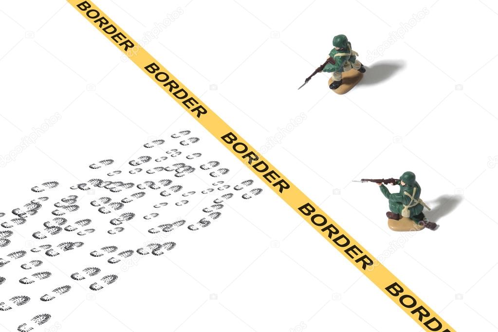 Toy Army Men Protecting Border from Unknown Footprints