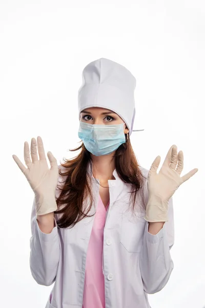 Γυναίκα γιατρό φορώντας γάντια ιατρικά — Φωτογραφία Αρχείου