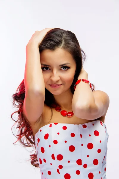 Mujer linda con vestido de verano — Foto de Stock