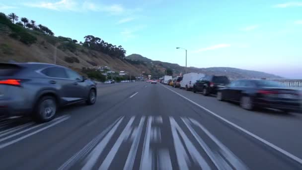 Malibu California Coastline Bij Dusk Driving Template Malibu Pier — Stockvideo