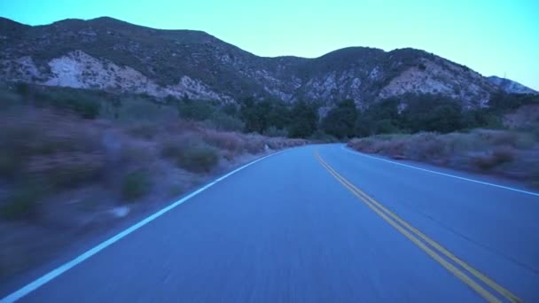 Mountain Canyon Highway Sunrise Driving Plate Zadní Pohled California Usa — Stock video