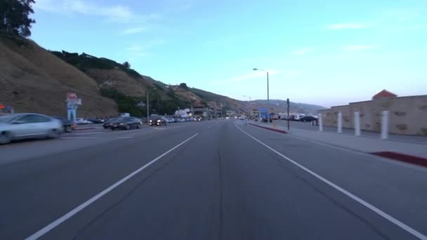 Malibu California Sahil Hattı Dusk Sürüş Şablonu Malibu Skelesi — Stok video