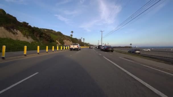 Malibu California Coastline Sunset Driving Template Zuma Beach — Stock video